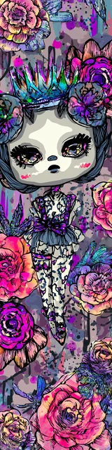 Free kawaii cats bookmark featuring a gray-faced cat with a spiky crown